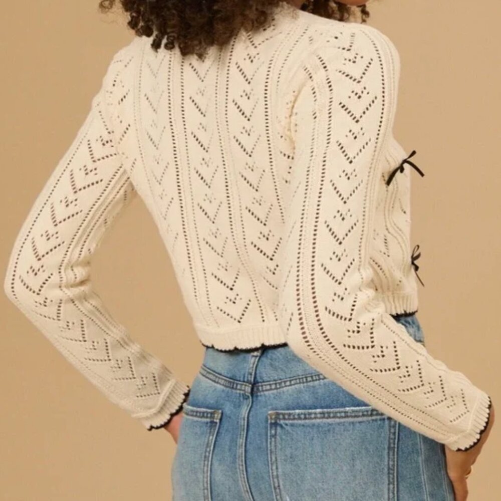 Altar'd State Cece Cream Dainty Bow Cardigan - Picture 3 of 6